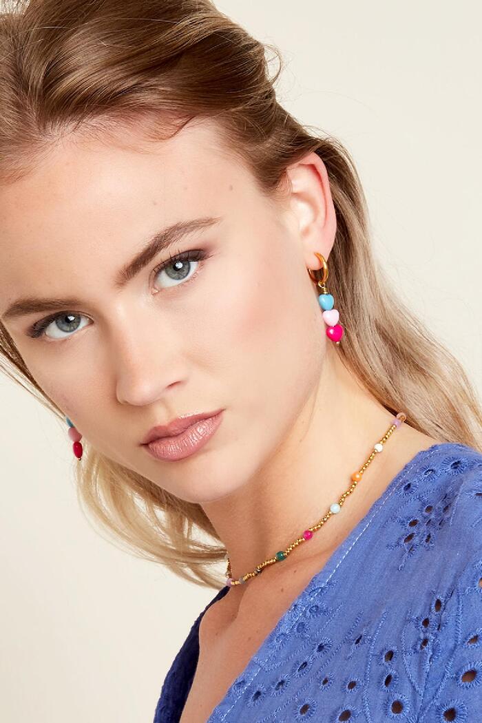 Renkli kalpli küpeler - #summergirls koleksiyonu Rose Stainless Steel Resim3